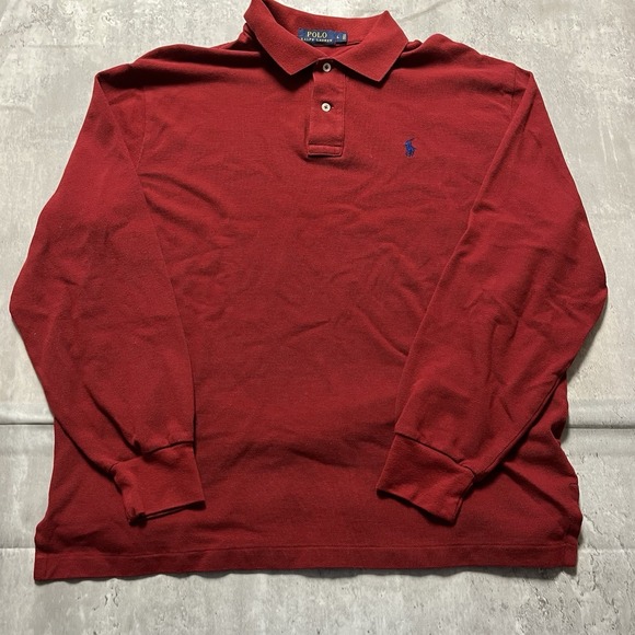 Ralph Lauren Other - Polo Ralph Lauren Long Sleeve Red Button Polo - 100% Cotton - W/ Pony Mens Large